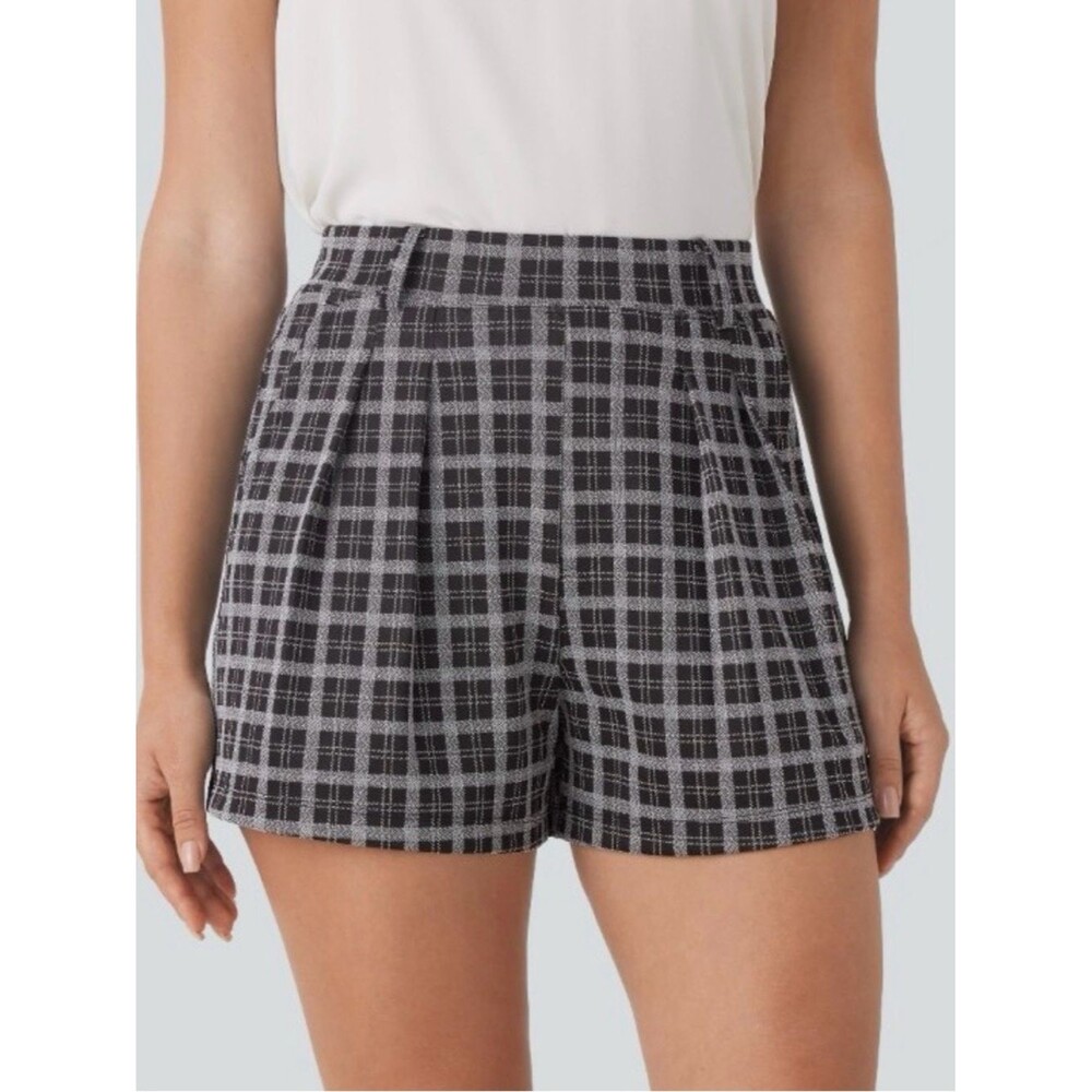 Halara High Waisted Pleated Plaid Shorts Size XS